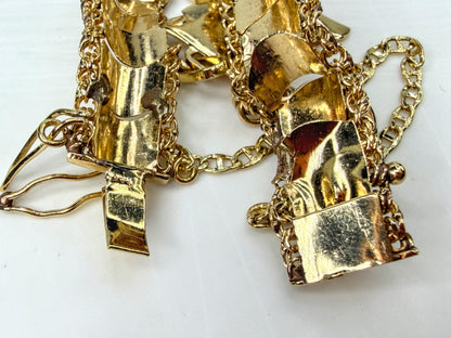 Vintage 14K Gold Charm Bracelet 8 Charms Playboy Diploma 7.25" JR1953