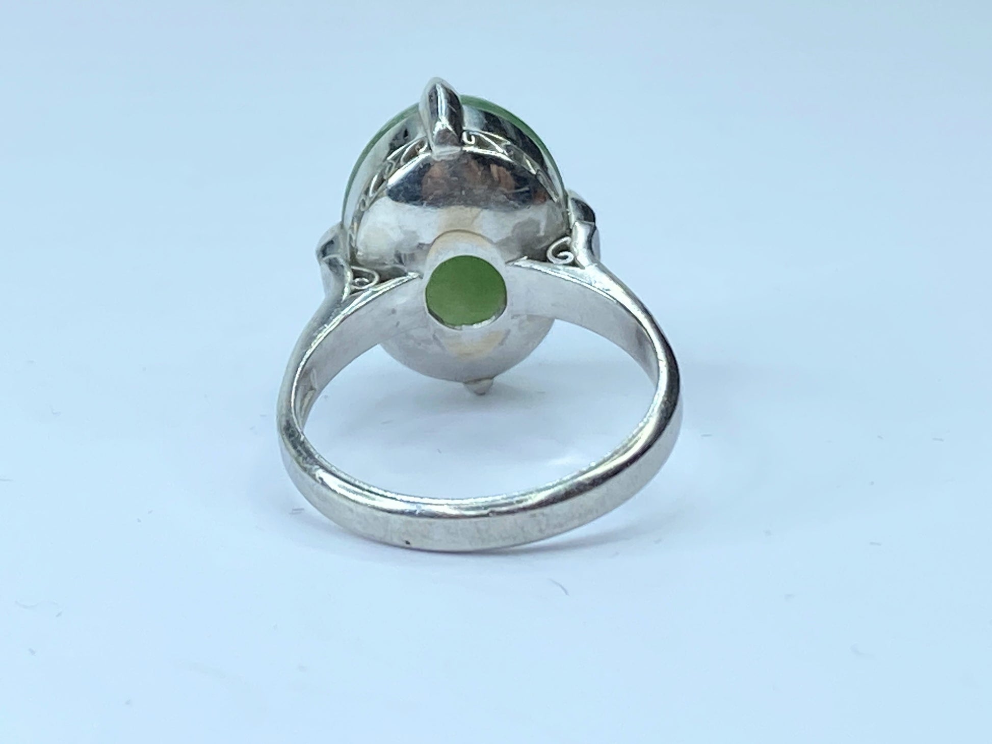 Art Deco “A” Jadeite Jade Platinum statement Ring 8g s6.5 JR668
