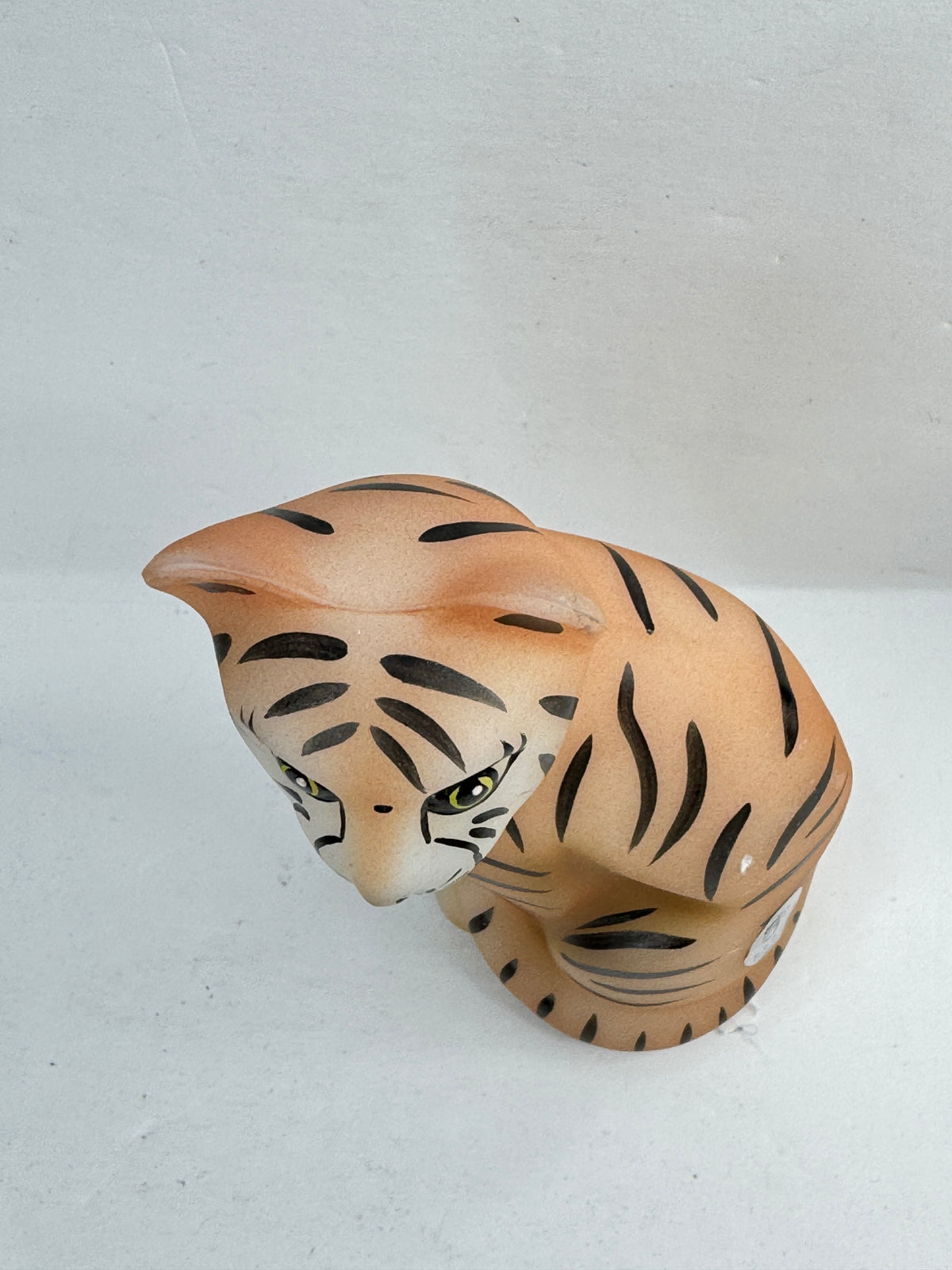 Vintage Fenton Tiger Cat Figurine Hand Painted Signed C.C. Hardman 5.25" A1209