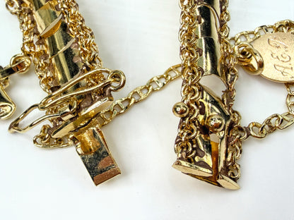Vintage 14K Gold Charm Bracelet 8 Charms Playboy Diploma 7.25" JR1953