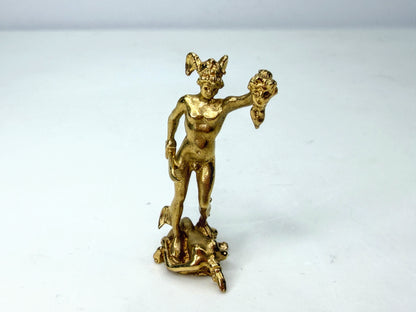 Vintage 14K Gold Perseus & Medusa Mythology Figural Charm Pendant JR1954