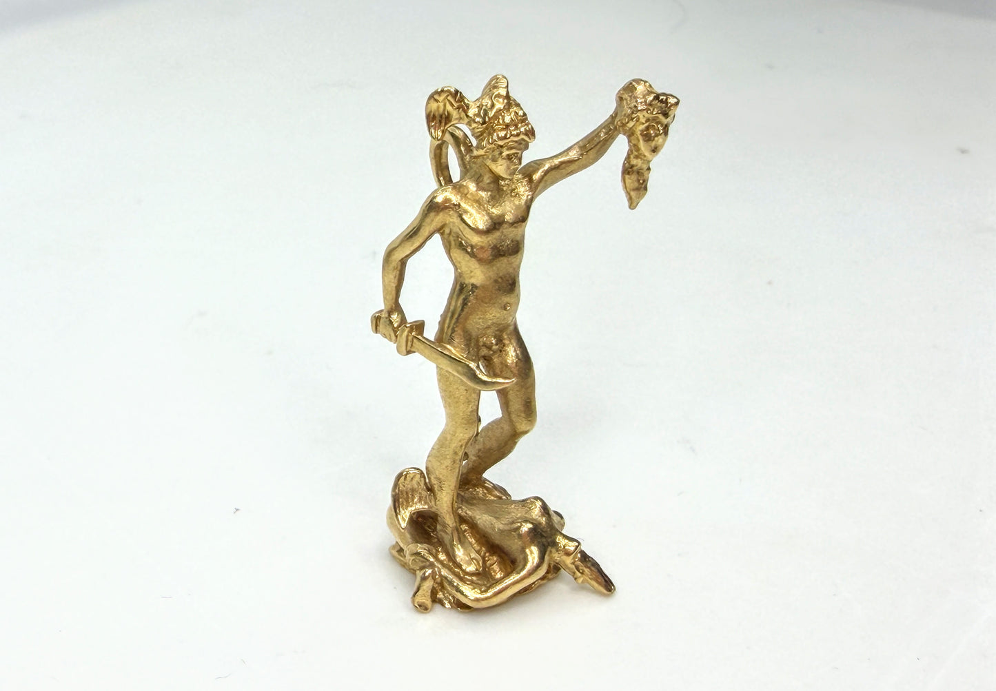 Vintage 14K Gold Perseus & Medusa Mythology Figural Charm Pendant JR1954