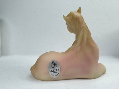 Vintage Fenton Burmese Satin Uranium Glass Hand Painted Foal Horse 5057-SS A1210