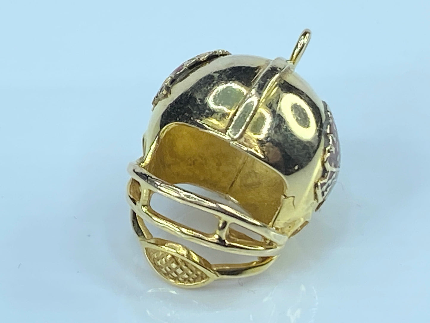 NFL Helmet headgear enamel Chief head bust charm pendant in 14K gold