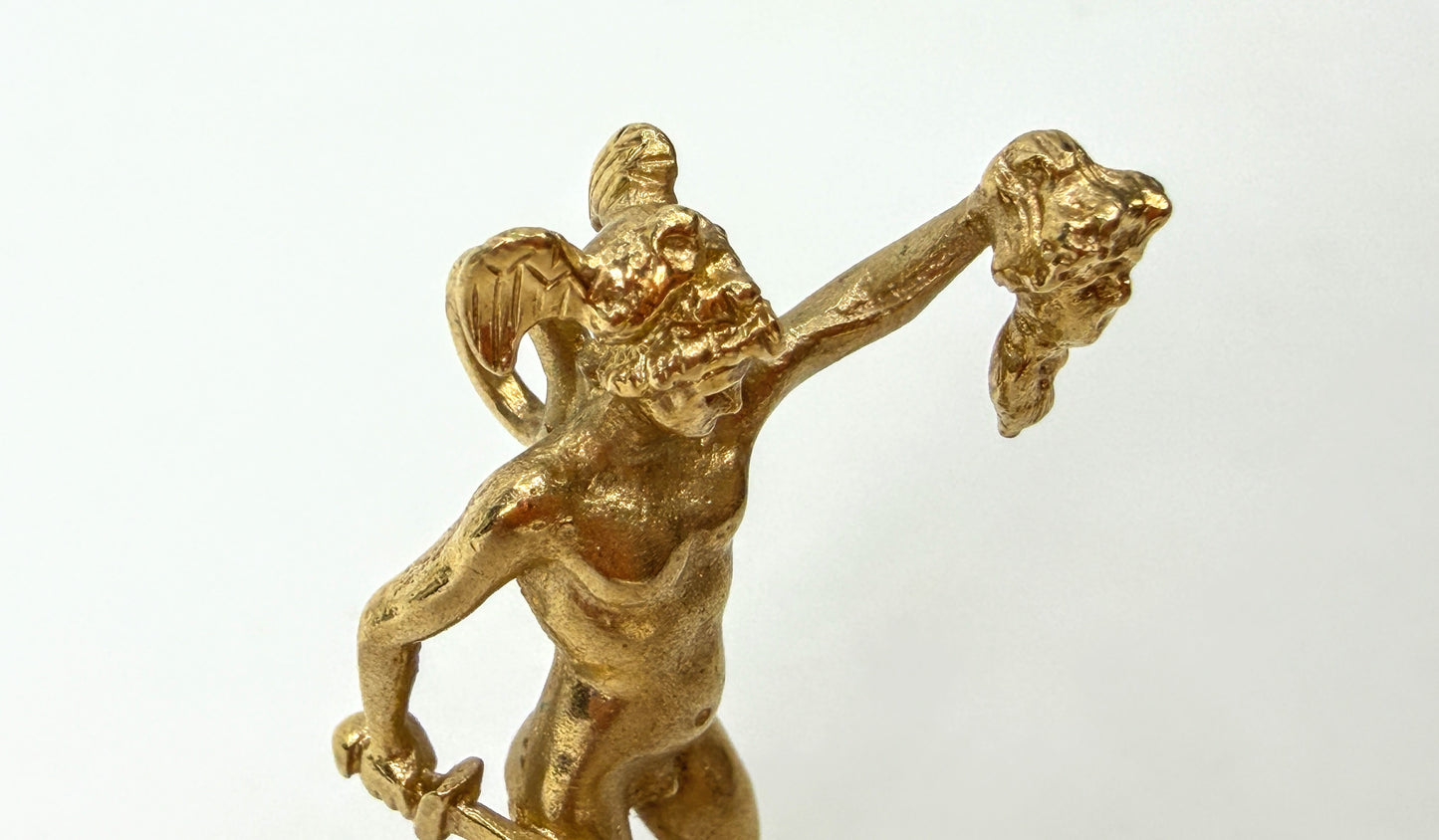 Vintage 14K Gold Perseus & Medusa Mythology Figural Charm Pendant JR1954