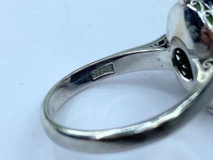 Art Deco “A” Jadeite Jade Platinum statement Ring 8g s6.5 JR668