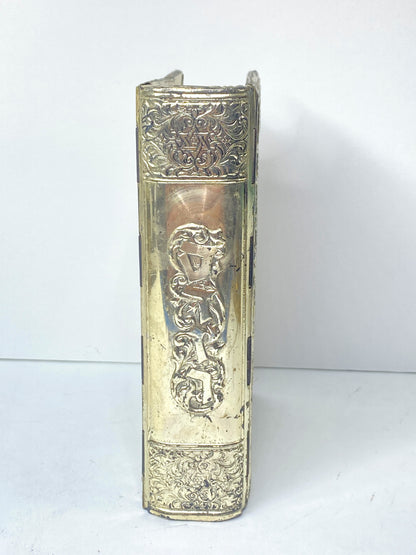 Mid-century Judaica Silver-Plated Prayer Book Cover, Hebrew Relief SS127