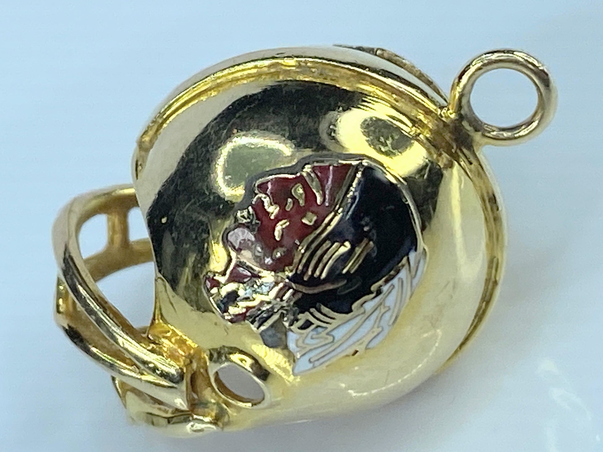 NFL Helmet headgear enamel Chief head bust charm pendant in 14K gold