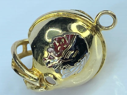 NFL Helmet headgear enamel Chief head bust charm pendant in 14K gold