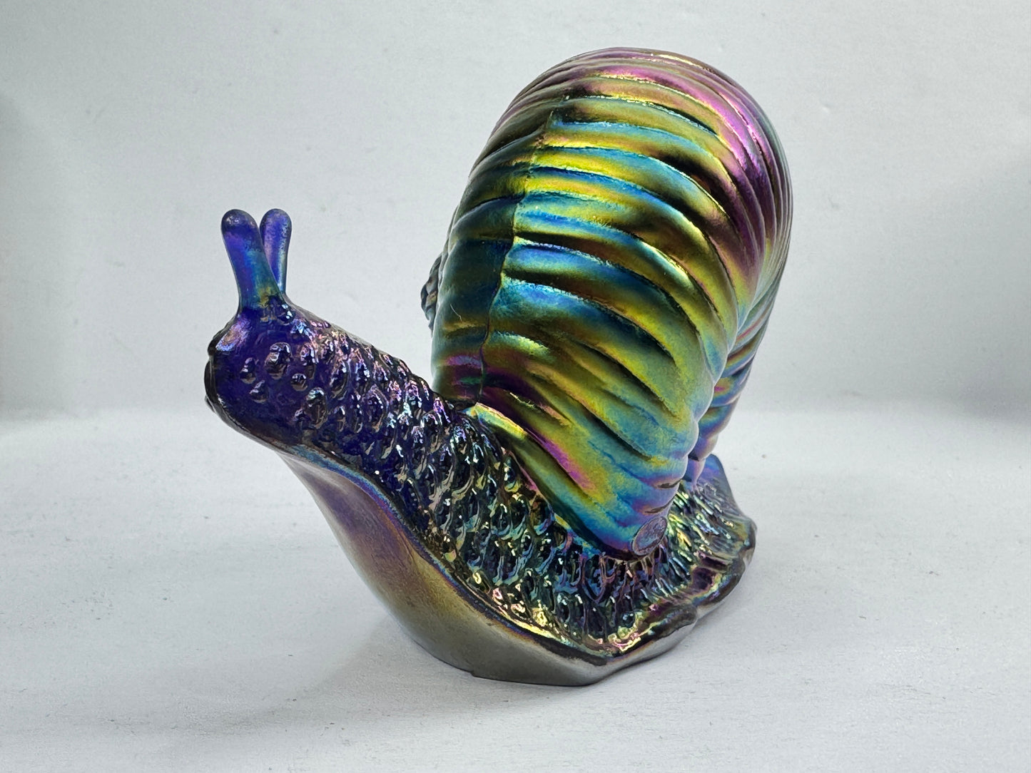 Vintage Fenton Favrene Iridescent Cobalt Blue Art Glass Snail Figurine A1212