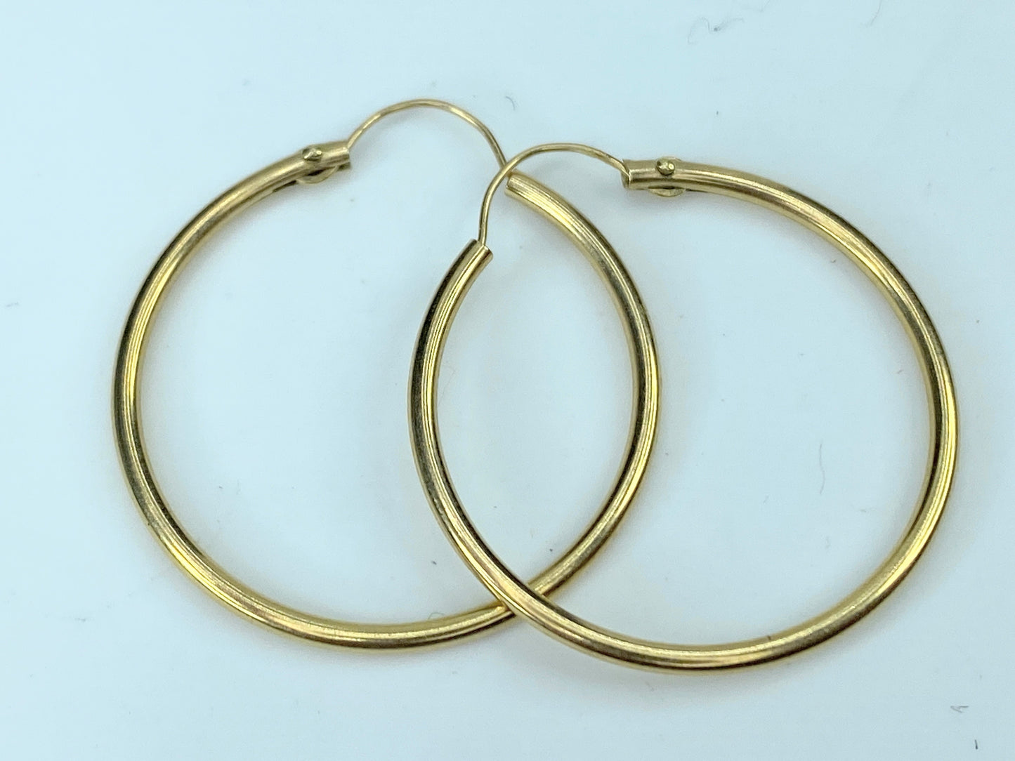 High polished 14K yellow gold 1.25mm Hoop 1.0" earrings JR9507