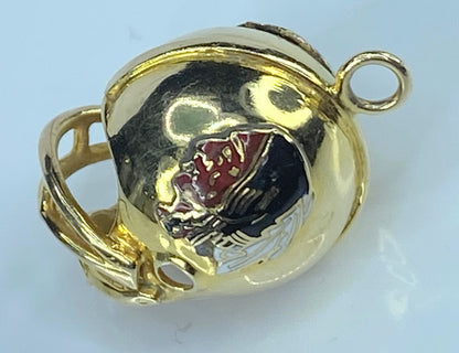 NFL Helmet headgear enamel Chief head bust charm pendant in 14K gold