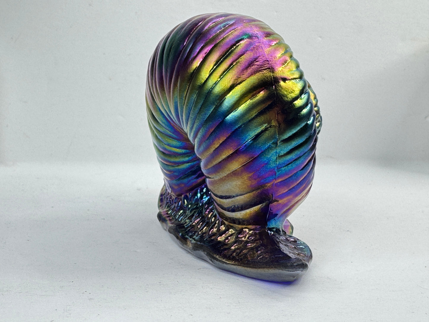 Vintage Fenton Favrene Iridescent Cobalt Blue Art Glass Snail Figurine A1212
