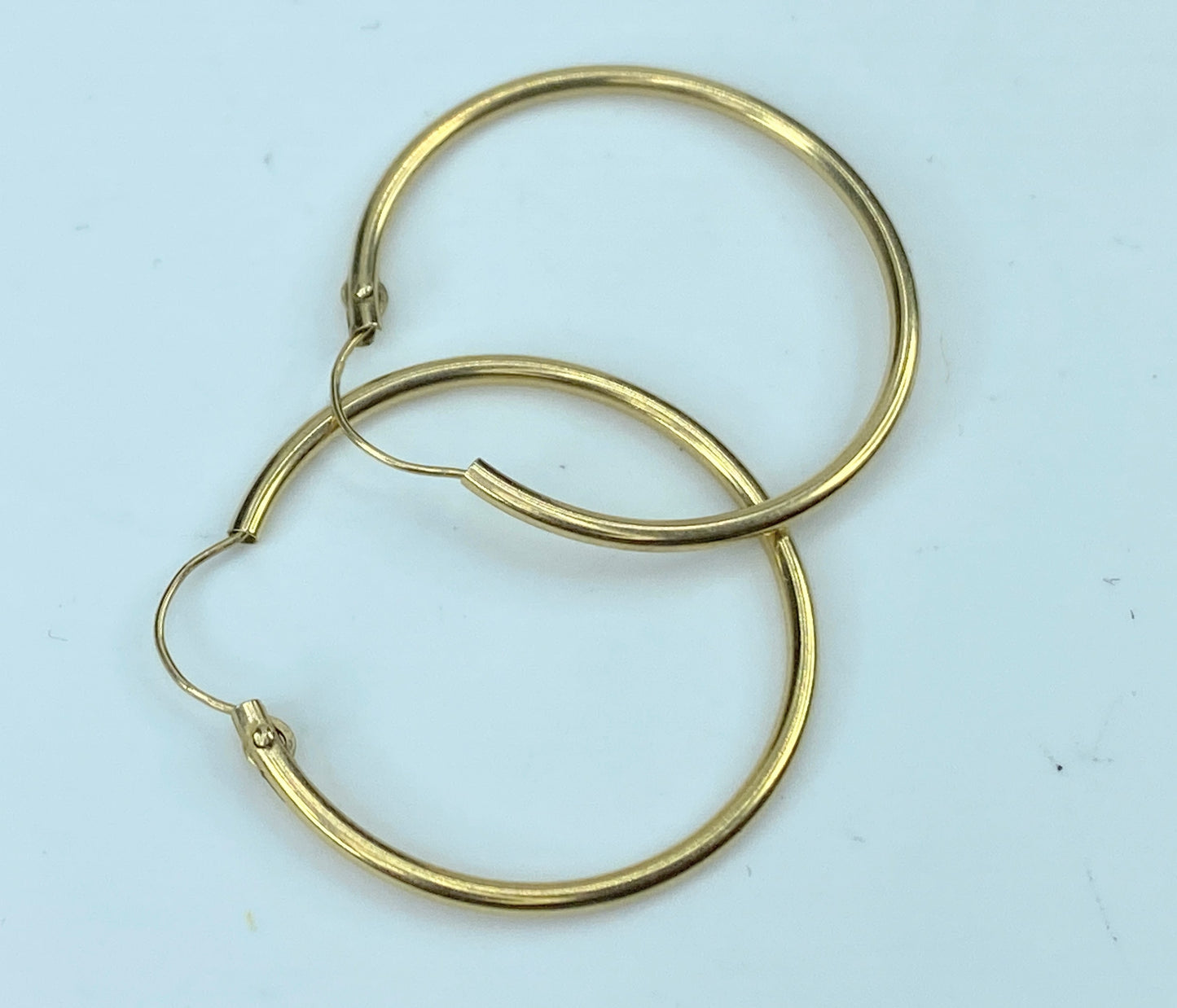 High polished 14K yellow gold 1.25mm Hoop 1.0" earrings JR9507