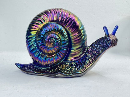 Vintage Fenton Favrene Iridescent Cobalt Blue Art Glass Snail Figurine A1212