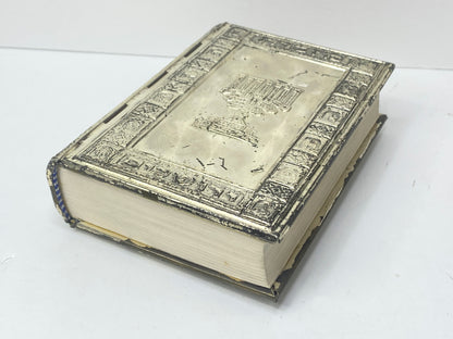 Mid-century Judaica Silver-Plated Prayer Book Cover, Hebrew Relief SS127