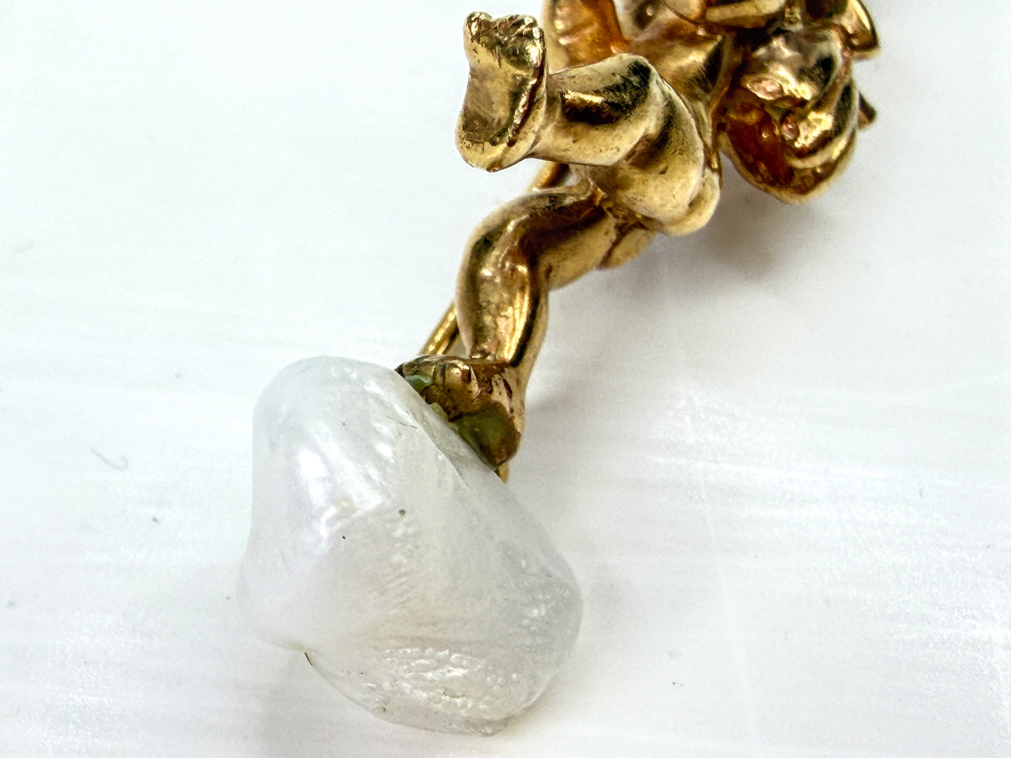 Vintage William Ruser 14K Gold Pearl "Sunday Child" Cherub Brooch JR1955