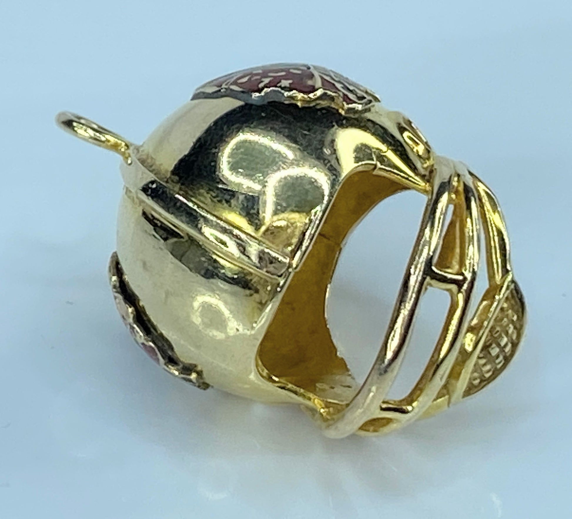 NFL Helmet headgear enamel Chief head bust charm pendant in 14K gold