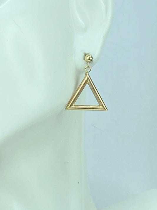 Vintage Retro 60s 14K GOGO Dancer Gold Triangle pierced Earrings JR9538