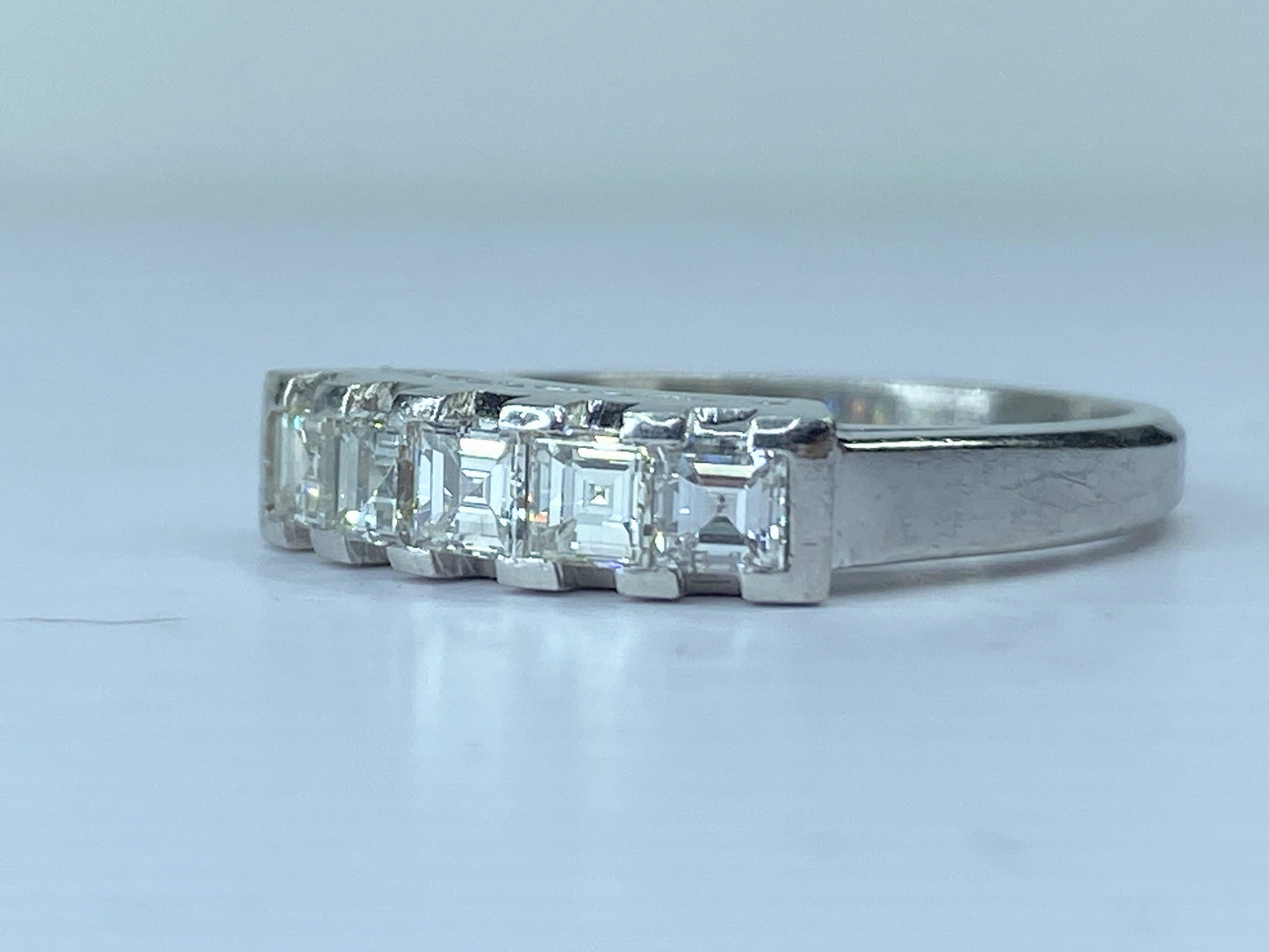 GIA certified Appraised $5,725 Platinum 1.01ct F/VS1 Asscher diamond band JR669