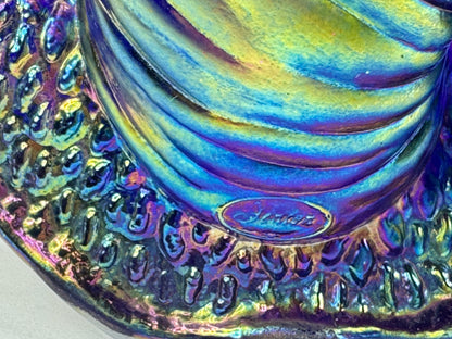Vintage Fenton Favrene Iridescent Cobalt Blue Art Glass Snail Figurine A1212