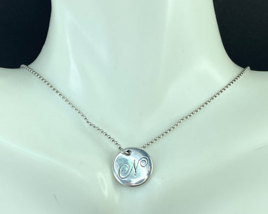 Tiffany & Co Silver Alphabet "N" pendant necklace JR9015