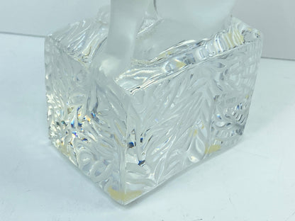 Lalique France Frosted Crystal Kitty Cat paw up Sculpture Paperweight A721