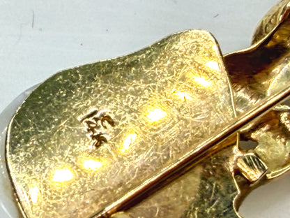 Vintage 14K Gold Cherub Angel Brooch Baroque Pearl Sapphire Eyes 13.2g JR1956