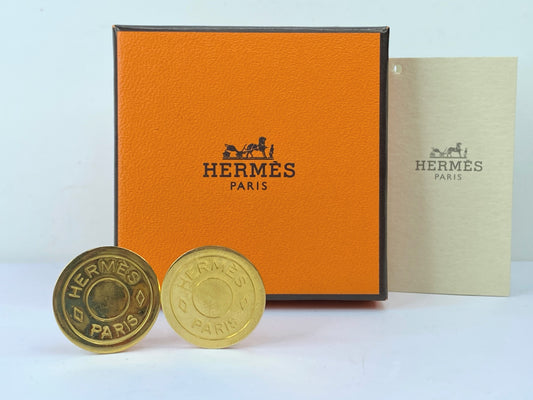 Hermès Clou de Selle Clip on Gold tone earrings with box GS496
