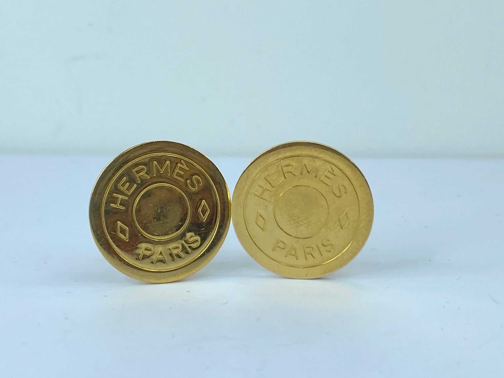 Hermès Clou de Selle Clip on Gold tone earrings with box GS496