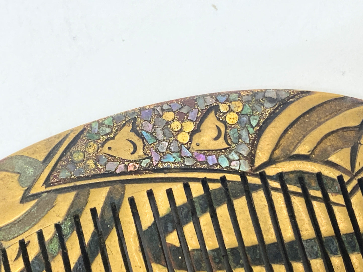Art Nouveau Japanese Kanzashi Set Kushi Comb/Kōgai Stick, Maki-e Lacque GS717