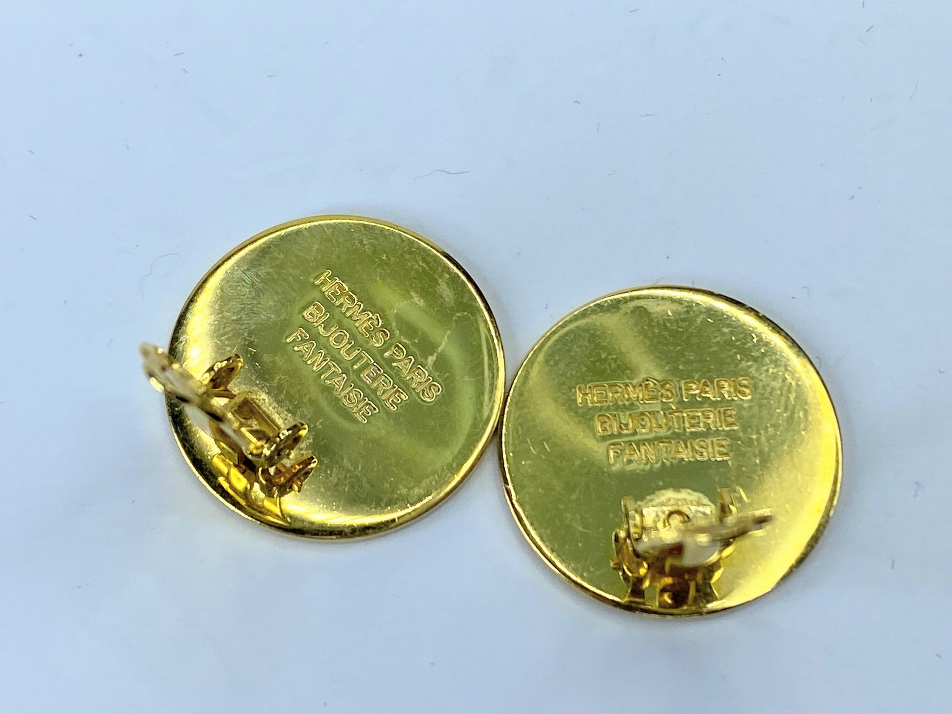Hermès Clou de Selle Clip on Gold tone earrings with box GS496