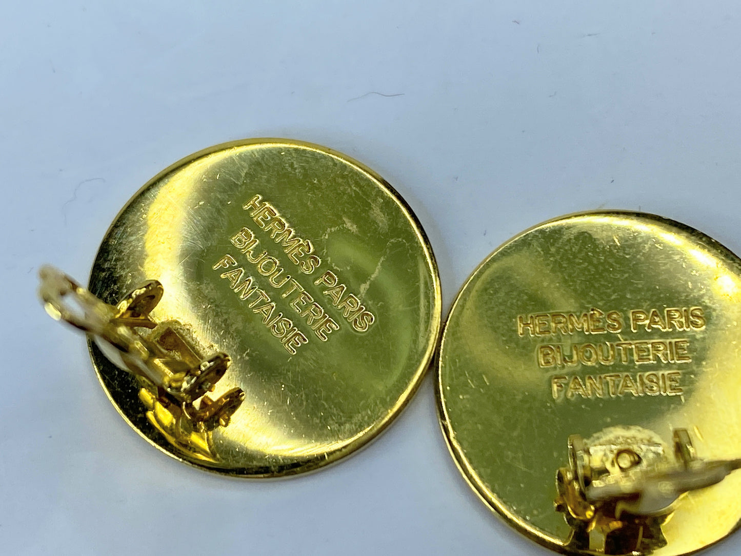 Hermès Clou de Selle Clip on Gold tone earrings with box GS496