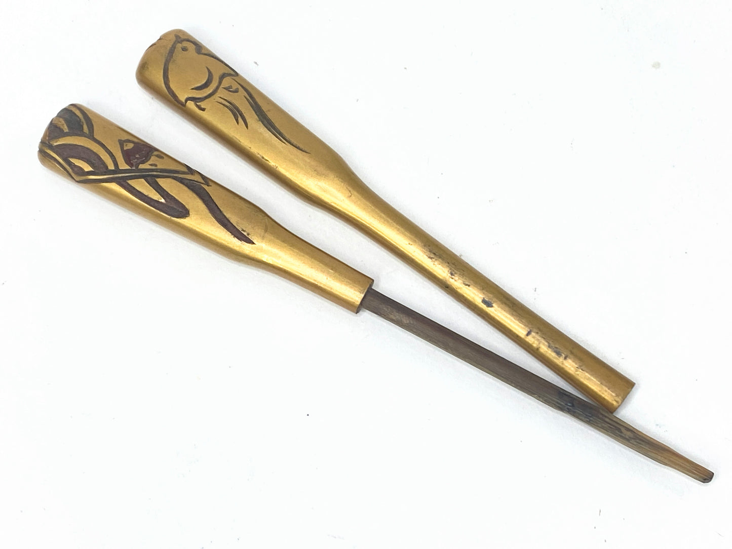 Art Nouveau Japanese Kanzashi Set Kushi Comb/Kōgai Stick, Maki-e Lacque GS717