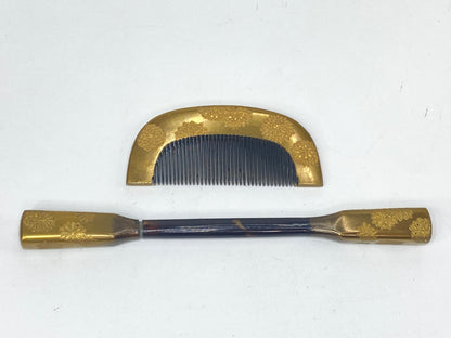 Japanese Kanzashi Hair Ornament Set Maki-e & Mother-of-Pearl Inlay antique GS718