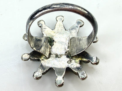 Vintage Zuni Sterling Silver Turquoise Cluster Sunburst Ring Size 6.5 JR1958