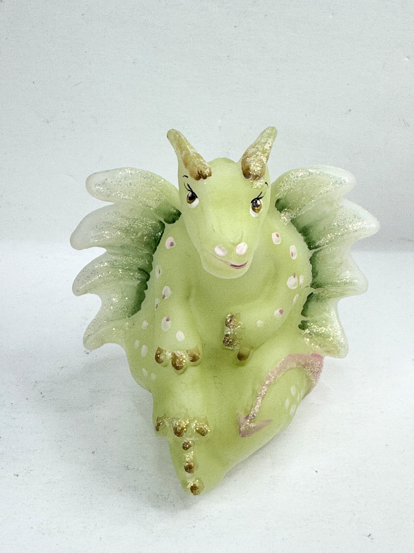 Vintage Fenton Lima Little Green Dragon Hand Painted V.L. Anderson A1216