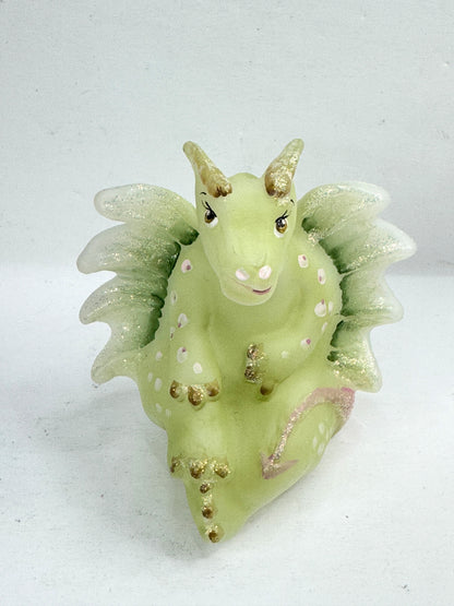Vintage Fenton Lima Little Green Dragon Hand Painted V.L. Anderson A1216