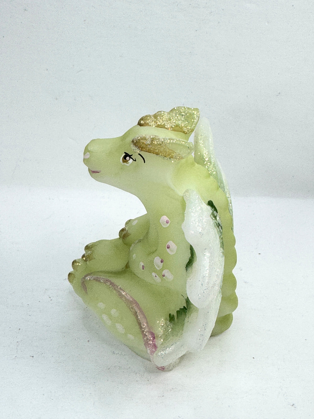 Vintage Fenton Lima Little Green Dragon Hand Painted V.L. Anderson A1216