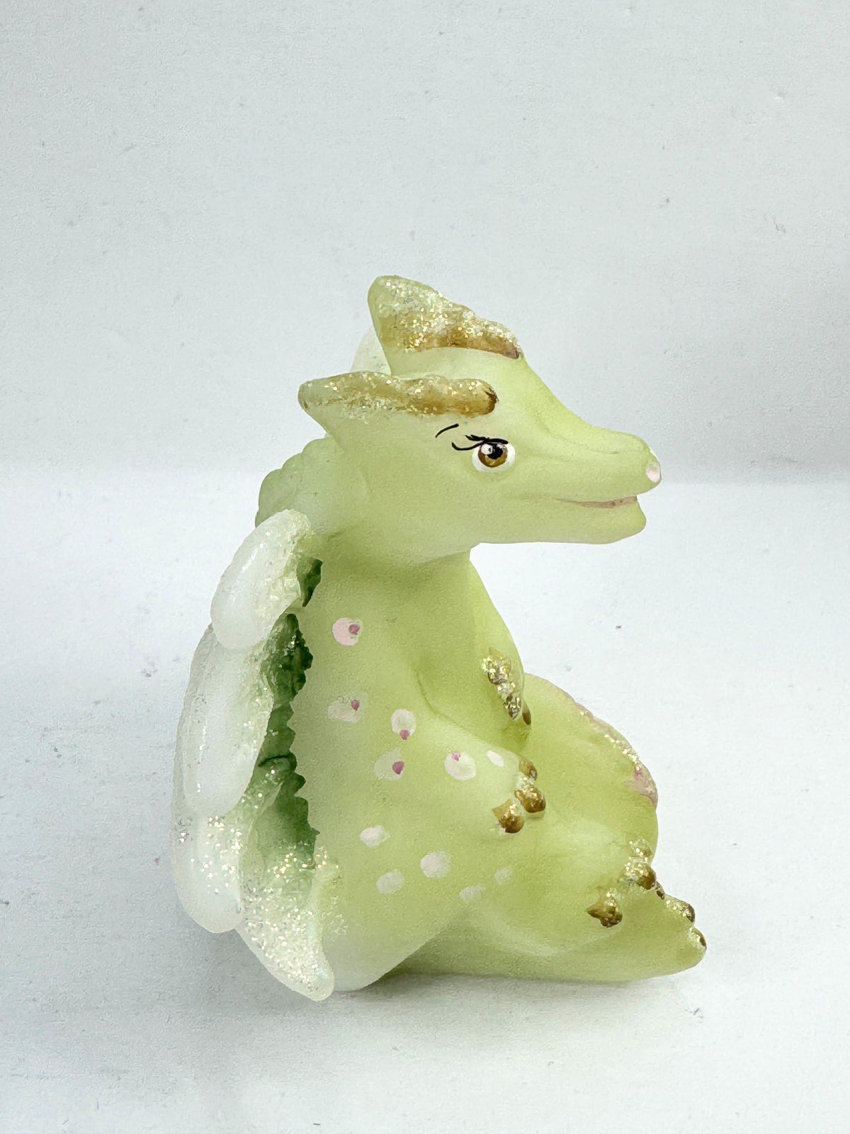 Vintage Fenton Lima Little Green Dragon Hand Painted V.L. Anderson A1216