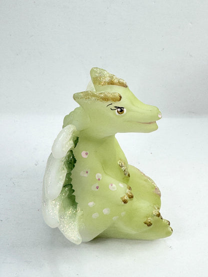 Vintage Fenton Lima Little Green Dragon Hand Painted V.L. Anderson A1216