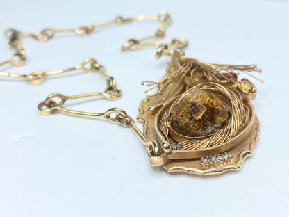 Museum-Quality Custom 14K Gold Topaz Necklace by Samantha Fritze 16" Cert JR1109