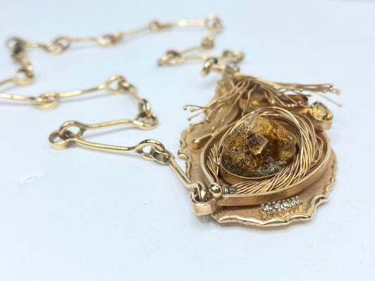 Museum-Quality Custom 14K Gold Topaz Necklace by Samantha Fritze 16" Cert JR1109