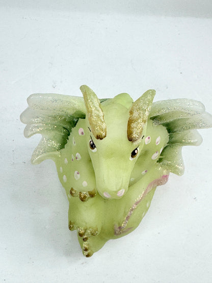Vintage Fenton Lima Little Green Dragon Hand Painted V.L. Anderson A1216