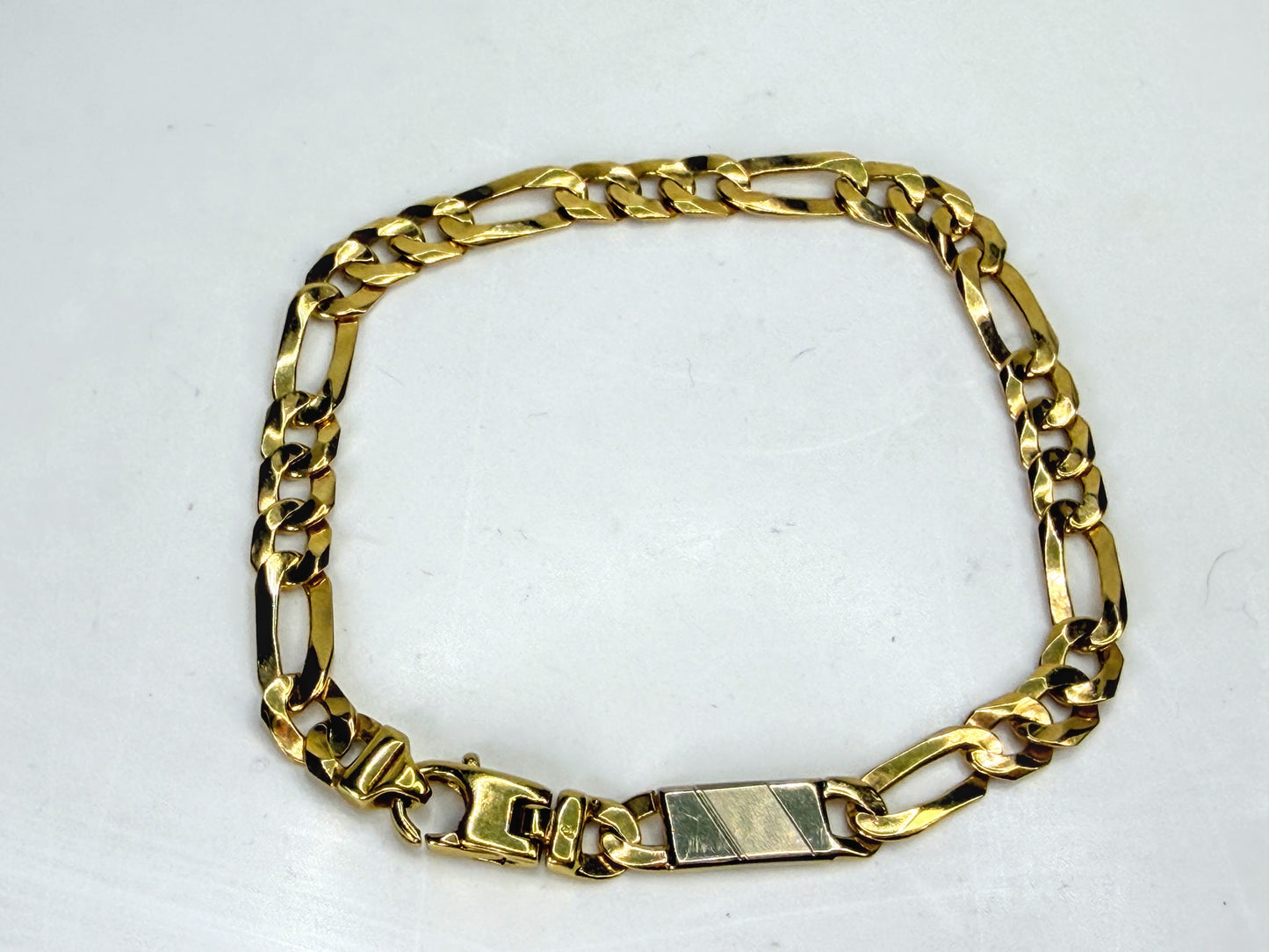 14K Bicolor 6.35mm Gold Fancy Link Bracelet 8 1/4 Inch 8.25" 13.5g JR1961