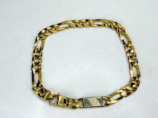 14K Bicolor 6.35mm Gold Fancy Link Bracelet 8 1/4 Inch 8.25" 13.5g JR1961
