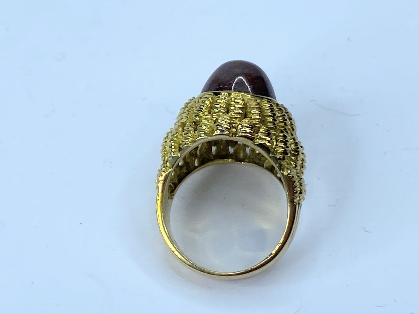 14K yellow gold carbochon Star Ruby texture Dome ring s6.5 10.4g JR675