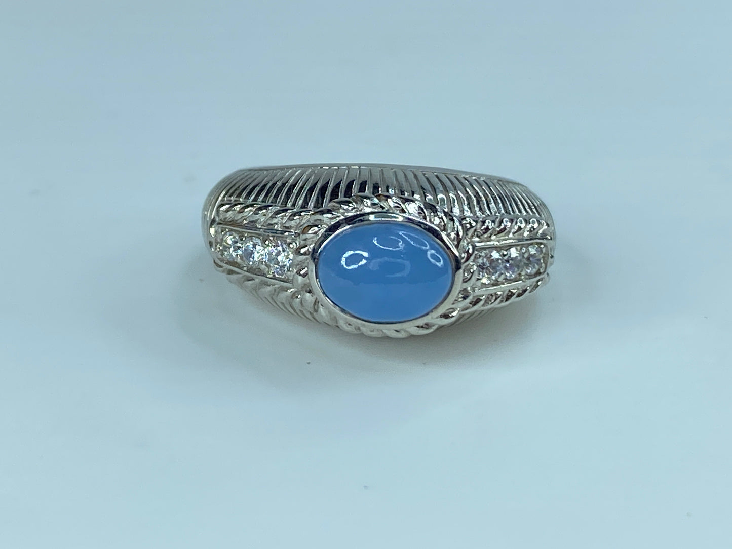 Judith Ripka Blue Chalcedony CZ sterling 925 ring JR9036