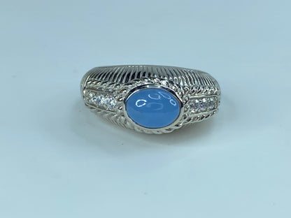 Judith Ripka Blue Chalcedony CZ sterling 925 ring JR9036