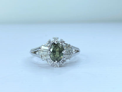 Certified Platinum 0.85ct Alexandrite 0.54ct F/VS1 Diamond statement ring JR672